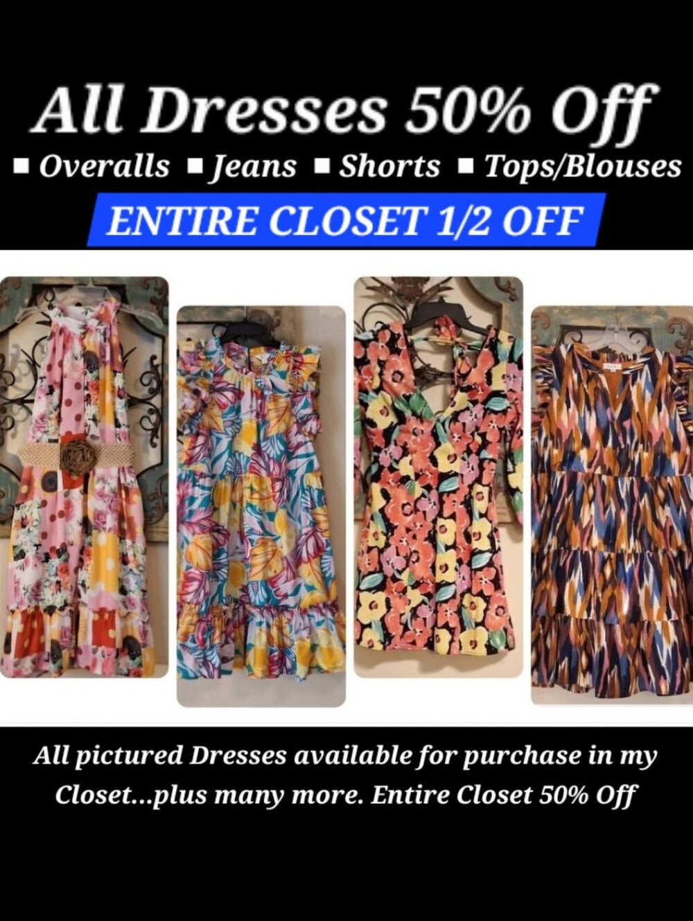 4 DAY Memorial Day Weekend SALE!! Entire Closet 50% Off starts this Friday